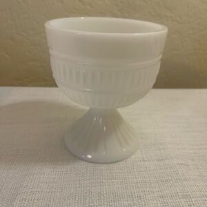 Vintage white milk glass pedestal bowl for candy, candle or jewelry